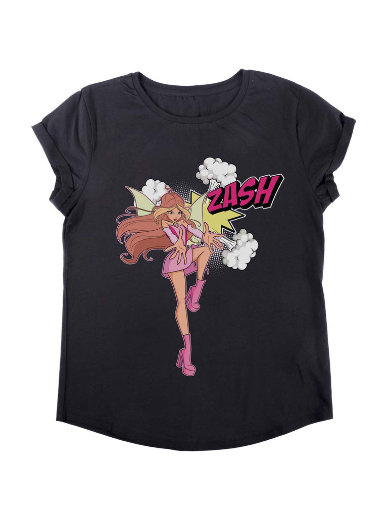 Flora ComiX pop T-shirt maniche con risvolti