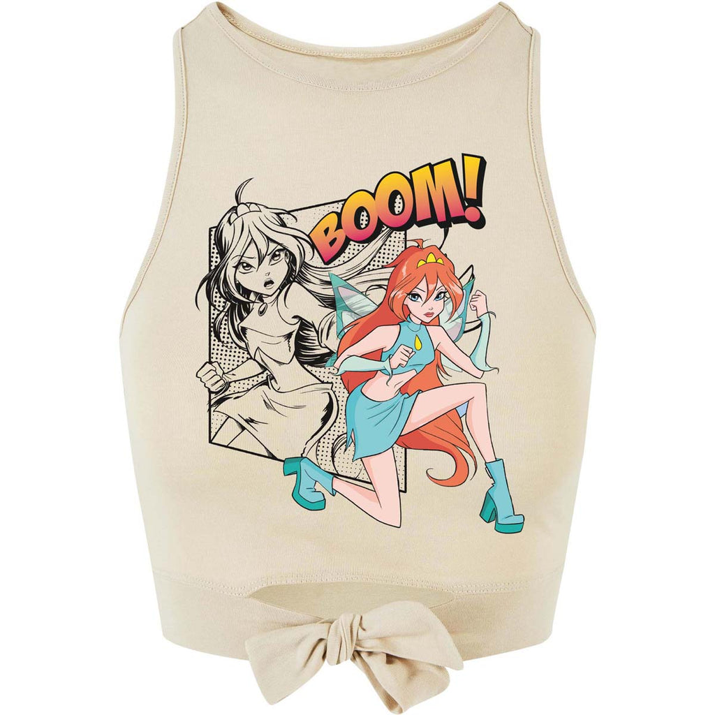 Bloom ComiX pop Crop Top con nodo.