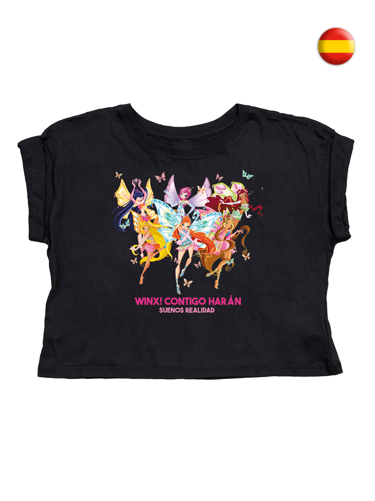 Say it in your language! Black Crop T-shirt