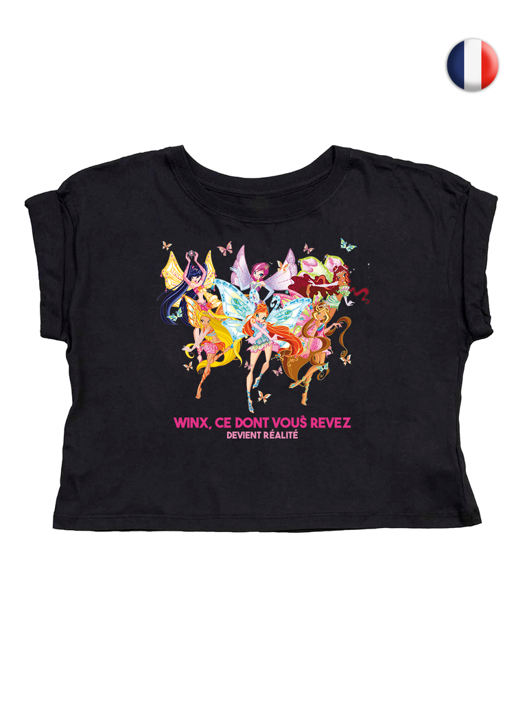 Say it in your language! Black Crop T-shirt