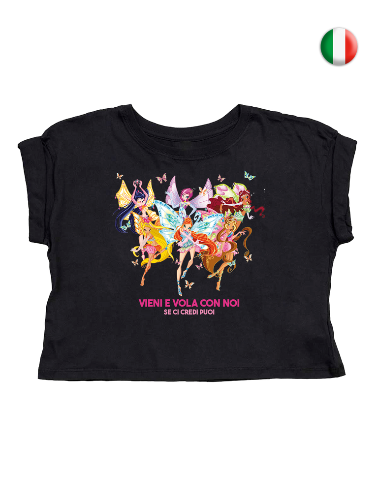 Say it in your language! Black Crop T-shirt